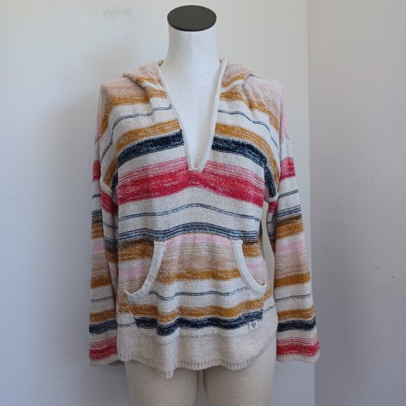 Billabong Hoodie Baja Beach Hooded Sweater Multi-Colored Stripe Womens Large - Picture 6 of 15